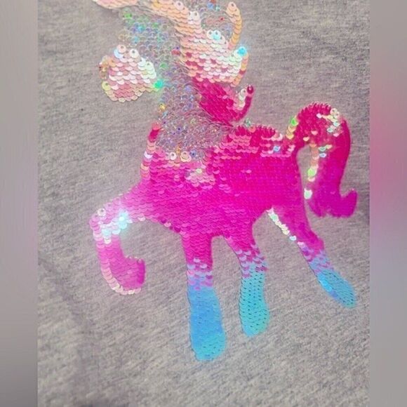 Big Girls Short-less Medium Sleeve Flip Sequin Graphic T-shirt M - Picture 7 of 8